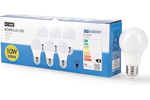 M Ledme - Pack 6, Bombilla Led E27 A60 10W, Luz Cálida (3000k), casquillo E27, 820 Lumen, IP20, Apertura del Haz de Luz 200°, Eficiencia energética y Bajo Consumo. LM7612