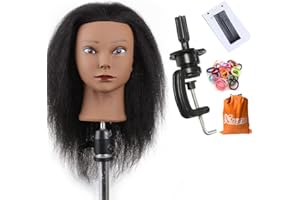 Xtrend Übungskopf mit 100 % Echthaar, Friseure, Übungskopf, für Friseure, Übungskopf für Frisuren und Flechten (Tischklemme, Ständer im Lieferumfang enthalten)
