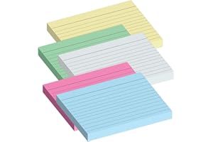 STEFMARY Flash Revision Record Index Cards - 300 Pieces Assorted 5 Colours 60 Sheets Each Colour A6 Size Lined 150 High Grade Paper Cue Card for Learning Office School and Study