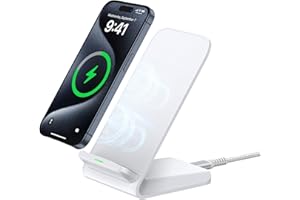 FOBROWN Induktive Ladestation für iPhone 17/16/15/14/13/12/11 Pro Max, 15W Wireless Charger Handy Ständer Kabelloses Ladegerät für Samsung Galaxy S25/S24 Ultra/S23/S22/S21 FE, Google Pixel 10 Pro XL 9 8 7a 6