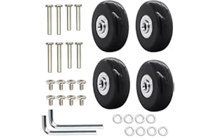 Cosmpeak Kółka do Walizki - 4 Sztuki Zapasowych Gumowych Kółek, Wyciszenie (45 mm x 18 mm)