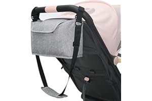 Nramwell Organisers for Pushchairs, Buggy Organiser Stroller, Baby Pram & Pushchair, Handlebar Bag, Storage Backbag, with Shoulder Strap Fit All (Grey)