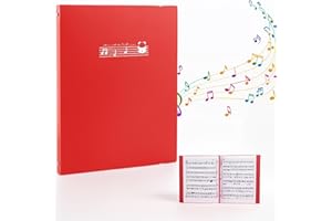 QINGZY Notenmappe, Music Sheet Chormappe, Notenordner Chormappe A4, 20 Páginas/40 Taschen, Wasserdicht Musikordner für Gemälde, Notenblätter, Dokumente (Rot)