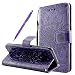 Produktbild Fraelc® Samsung Galaxy S8 Plus Hülle Premium Kunstleder Tasche im Bookstyle Klapphülle mit Weiche Silikon Handyhalter Lederhülle für Samsung Galaxy S8 Plus Indische Sonne Design Brieftasche - Lila