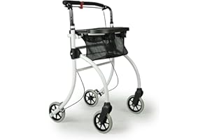 Drive Medical Indoor Rollator ROOMBA I Schmaler Wohnungsrollator mit Tasche und großem Tablett I Klappbarer Stubenrollator mit Ablagekorb I 5,6kg leichtes Aluminiumgestell, belastbar bis 100kg