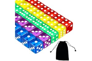 PlandleLee Set of 20 Colourful Dice 6-Sided, 14 mm, D6 Dice with Round Corners, Colourful Dice for Tenzi, Colours Dice Set, Dice for Dice Games, Table Games, 5 Colours
