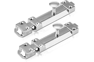 XFORT® 2 Pack Polished Chrome Door Bolt, Surface Mounted Sliding Door Lock, Durable Door Lock Bolts Ideal for Securing Internal Doors for Bedrooms, Bathrooms, Cupboards and Storage Units (100mm)