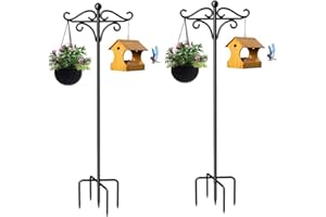 YEARNINGLIFE Lot de 2 crochets de berger doubles pour l'extérieur - 76 pouces - Double crochet réglable - Tige de berger - Crochet de berger pour lanterne, paniers à plantes, lampe solaire, lumières, mariages,