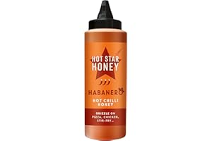 Hot Star Honey Habanero Hot Chilli Honey – Premium Sweet Habanero Chilli Honey – 100% Natural, No Additives – Perfect Drizzle for Pizza, Chicken, BBQ, Wings & Stir-Fry – Made in UK – 325g