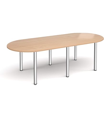 Mr Office Radial End Meeting Table – 6 Legs, Silver, Beech Top | 2400mm X 1000mm