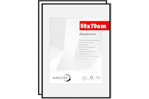 HIMEETIME 2 pezzi Cornice 50x70 cm | Cornice nero in metallo | Cornice per documenti 50x70 cm Collage grande | Cornice in metallo Cornice in alluminio | Cornice per quadri 50x70 Cornice per foto