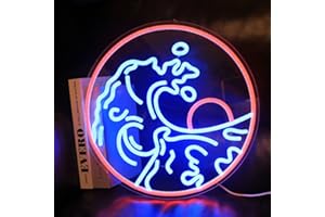 DAKABUKA Panneau néon avec coucher de soleil, coucher de soleil, intensité variable, pour décoration murale, chambre à coucher, bureau, bar, fête d'anniversaire, Noël (bleu rouge)