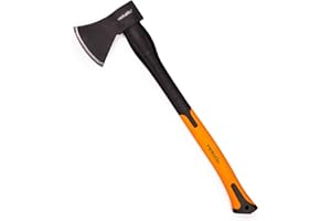 Mivos Axe 1000 g with Fibreglass Handle and Carbon Steel Blade - Length: 62 cm - Universal Axe for Working Wood - Splitting Axe with Rubberised Handle End for Garden and Forest