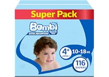 Sanita Bambi, Size 4+, Large+, 10-18 Kg, Super Box, 116 Diapers