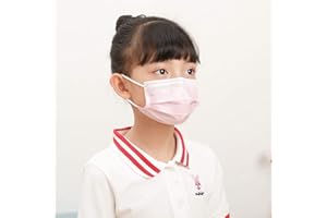 H&S Professional 50 Pcs Disposable Face Masks for KIDS (9.5 x 14 cm) | Nose & Mouth Coverings with 3-Layer Safety Shield, Elastic Ear Loops & Comfortable Universal Design