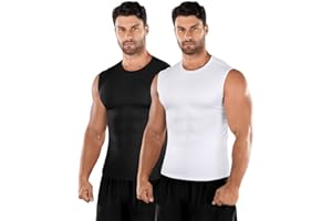 Niksa Compression Running Vest Men,1 or 2 Packs Breathable Tank Top Sleeveless Tshirt Quick Dry Gym Top Muscle Fit T Shirt Base Layers for Cycling Training Workout Sports