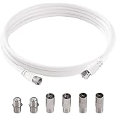 KUOQIY 1m 75 Ohm Coaxial Cable RG6, F Male to F Male High Speed TV Antenna Cable RG6, with 6 Pieces Extension Couplers, for C