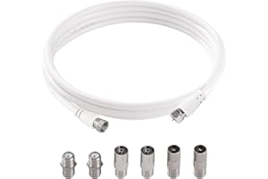 KUOQIY 1m 75 Ohm Cable Coaxial RG6, F Macho a F Macho Alta Velocidad Cable Antena TV RG6, con 6 Piezas Acopladores de Extensión, para Caja de Cables, TV, Satélite, Enrutador Digital