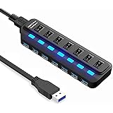 USB Hub 7-Port USB 3.0 Hub with Individual LED Power Switches NIAGUOJI Portable Adapter High speed Expansion Multi USB Hub Sp