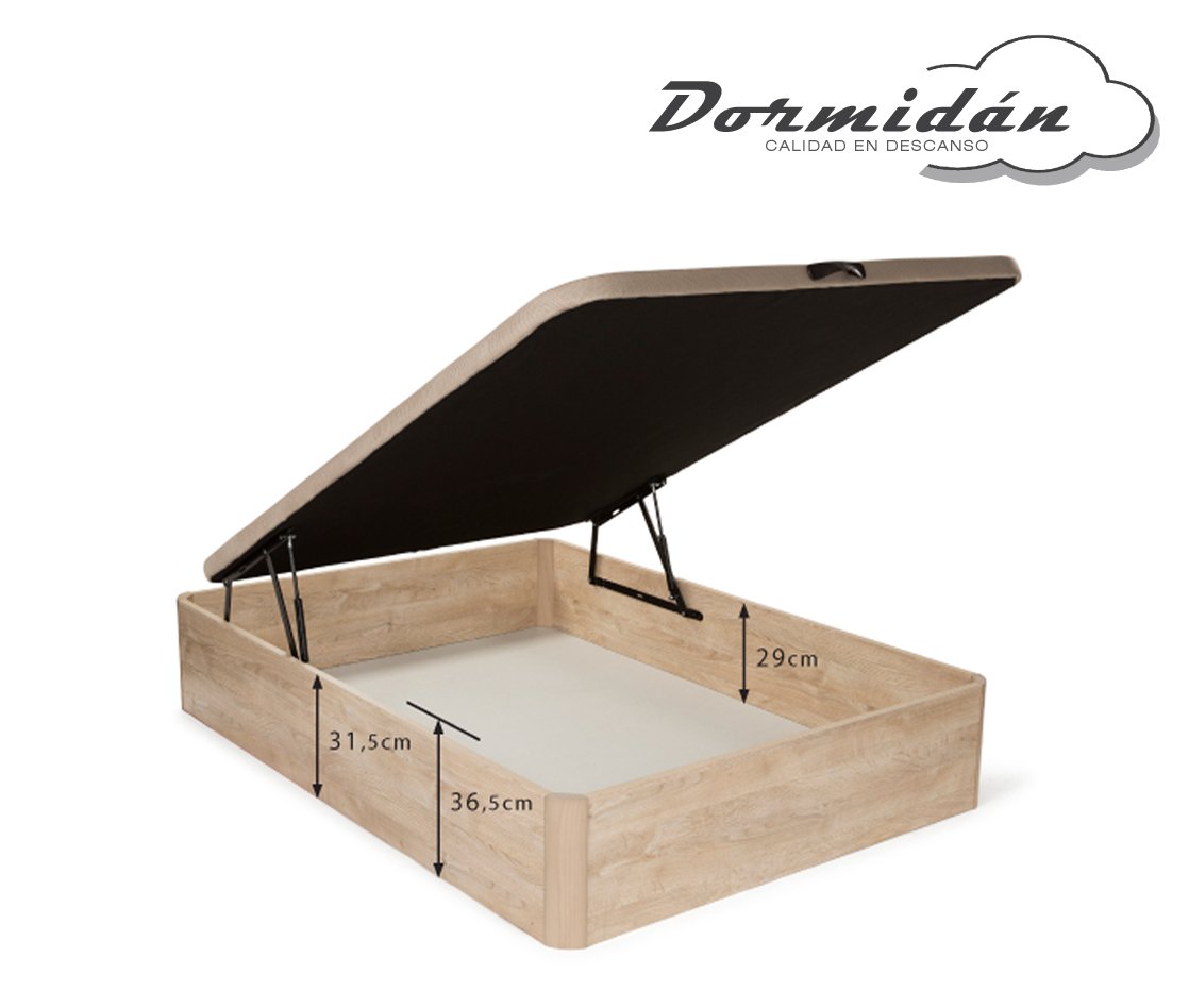 DORMIDAN Canapé abatible de Gran Capacidad con Esquinas Redondeadas en Madera, Base tapizada DORMIDAN Canapé abatible de Gran Capacidad con Esquinas Redondeadas en Madera, Base tapizada