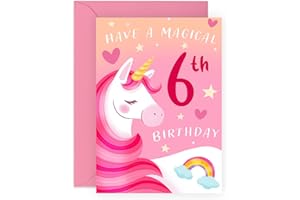 CENTRAL 23 Kartki urodzinowe dla córki - jednorożec wiek 6 lat - kartka z okazji 6. urodzin siostrzenicy - kartka urodzinowa kuzynka kobieta - kartka urodzinowa dla dziewczynki dla dzieci małych