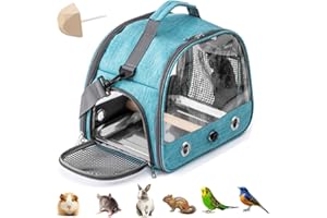 AZULLANSE Backpack for Birds with Wooden Stick, Bird Carry Bag with Standing Bar and Stainless Steel Tray, Lightweight Backpack for Parrot, with Stainless Steel Tray and Standing Pole, for Parrots, Parakeets