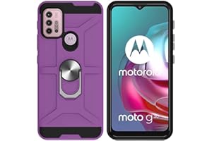 GOGME Funda para Motorola Moto G30/Moto G20/Moto G10/Moto G10 Power, Carcasa con 360 Anillo Iman Soporte Hard PC y Silicona TPU Bumper Híbrida Antigolpes Funda Estuche Case, púrpura