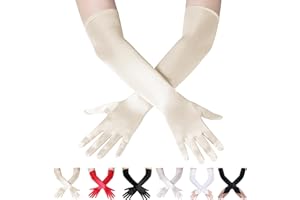 AUNGKWANG Guantes Encaje, Guantes Largos, Años 20 Vintage Encaje Guantes, Adecuado para Ópera, Accesorios para Disfraces de Fiesta de Boda, Longitud del Codo 40cm