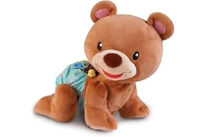 VTech - Ourson, 1,2,3 suis-Moi, Ours Brun en Peluche Qui Marche à 4 Pattes, Motricité Bébé, Jouet Interactif et Musical, Cadeau Bébé Dès 9 Mois - Contenu en Français