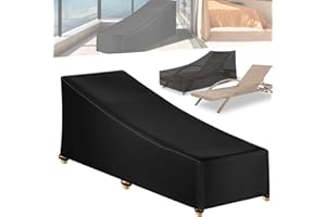 HOMURY Funda impermeable para tumbona de jardín, resistente a los rayos UV, con bolsa de almacenamiento, funda protectora para tumbona, para tumbona (negro, 210 x 80 x 40/70 cm)