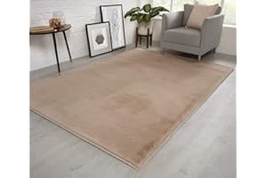 VICEROY BEDDING NATURAL FAUX RABBIT FUR Rug Ultra Soft Plush Extra Large Animal Rugs Living Room Wool Shaggy Fluffy 26mm Thick Pile Height Modern Area Rugs - (Light Beige Mink, 200cm x 290cm (6.6ft x 9.5ft))