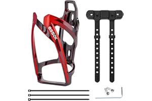 BSSOK Portabottiglie per bicicletta, in plastica, per bicicletta, per mountain bike, per bicicletta, MTB, bici da corsa, mountain bike (nero-rosso)