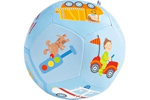 HABA 302482 – piłka do zabawy dla niemowląt, miękka piłka do zabawy z motywami pojazdów, zabawka dla niemowląt od 6 miesięcy