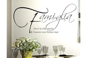 QIAOYUE italiano Adesivo Murale Frase Citazione Famiglia Amore e Vita Adesivi Murali Decorazione 50 * 100cm