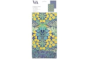 Museums & Galleries Tea Towels - V&A Design - Organic Cotton - Artistic Mallow Flowers by Allan Francis Vigers - Set of 2 - Stylish Home Accessory