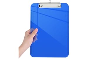 Piasoenc Cartelletta portablocco in plastica, con clip traslucida a basso profilo, portablocco blu con righello, portablocco per ufficio, materiale scolastico, formato lettera 30 x 22 cm, blu