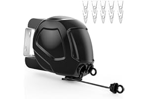 FCOOL Retractable Washing Line, 2x15M Portable Anti Winding Travel Clothes Line Adjustable Camping With 12 Clothespins for Holiday Garden Laundry Outdoor Indoor Balcony Patio