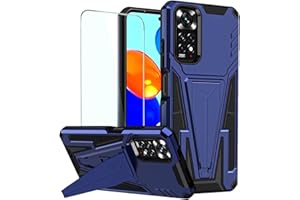 DERHAN Funda para Xiaomi Redmi Note 11 / Redmi Note 11S (4G), Fundas Resistente para Trabajo Pesado con Cristal Templado, Carcasa Antigolpes Silicona TPU Bumper Case - Azul