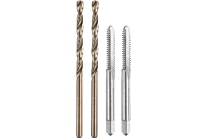 QUARKZMAN 2 st 2 st set med spiralborrar och kranar 3,8 mm | Raka gängor 10-24 UNC, obelagda/gul rostad HSS-6542/M35 HSS-CO, trådverktygssats