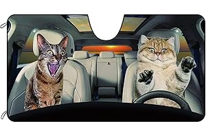 BAGEYOU Parasole anteriore per auto per cani e gatti egiziani e americani a pelo corto, parasole per veicolo con riflettore UV per raggi UV, mantiene il veicolo fresco, 140 x 76 cm
