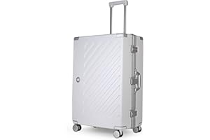 JLY 100% Polycarbonate Zipperless Large Suitcase, Hardshell Check in Luggage with Double TSA Locks and 4 Wheels, Aluminium Alloy Handle, White Suitcase for Travel