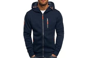 ZYPAINIY Sudadera con Capucha Decorada con Cremallera y Suéter de Color Sólido Slim Fit para Hombre Chaqueta Sudadera Casual con Capucha y Cremallera Elegante para Hombre