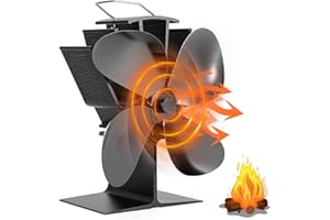 CXHOME Ventilador térmico de 4 hojas para leña/quemador de leña/chimenea, 60°C/104° F Comienzo rápido circulación ultra silenciosa de aire caliente que ahorra combustible de manera eficiente