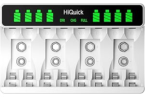 HiQuick Akku Ladegerät, AA/AAA Ladegerät mit LCD Anzeige, für AA/AAA NI-Mh/NI-CD Akkus, 8-Ladeplatz Universal Schnell Akkuladegerät für Mignon AA und Micro AAA