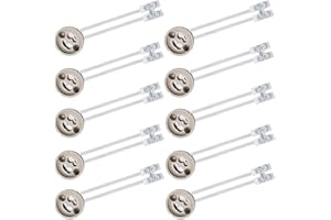 SUPECESORIO GU10 Portalámparas, 10Pcs GU10 Bases para Lámparas, Cable de 0,75mm² 15CM, Portalámparas de Cerámica con Cable de Silicona 0,75mm², 15cm, 0-250V, 2A, Incluye Conector de Terminal