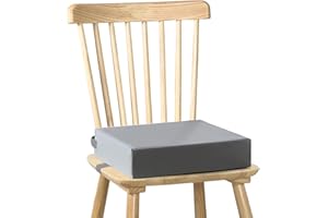 HVIERO Sitzerhöhung Stuhl Kind PU Waschbar Zerlegbar Sitzkissen Kinder Stuhl mit 2 Sicherheitsschnalle Gurt Rutschfeste Stuhlerhöhung Kind für Esstisch Baby Booster Seat (Grau)