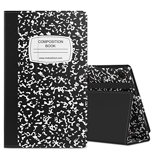 MoKo Hülle für Fire HD 8 2016 - Kunstleder Ständer Schutzhülle Smart Cover mit Auto Schlaf / Wach Funktion und Stift-Schleife für Fire HD 8 Tablet (6. Generation - 2016), Notizbuch Schwarz