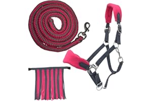 PFIFF 103103 Sunny - Juego de Cabestro (3 Piezas, Tejido y Flecos, Personalizable, Gris-Rosa, COB