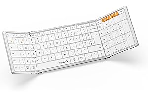 ProtoArc Foldable Keyboard Folding Keyboard with Number Pad | XK01 Full-Size Portable Keyboard Mini Bluetooth Keyboard for Windows iOS Android Tablet | QWERTY UK Layout - Silver White