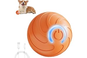 TBLMPNE Interactive Dog Ball Toy,Vibrating Dog Ball,Electric Moving Dog Ball,Dog Rolling Ball with LED Flash Light,Smart Self-Moving Ball with Spiral Pattern, for Kittens, Puppies (Orange)